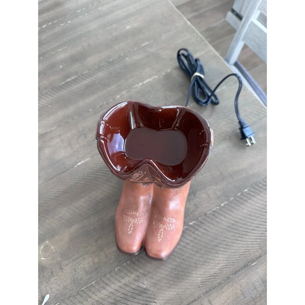 Scentsy Rodeo Cowboy Boots Wax Warmer Western Decor Retired Tested Working